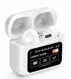 smart display anc wireless earbuds &ndash; touchscreen charging case,bluetooth earphones