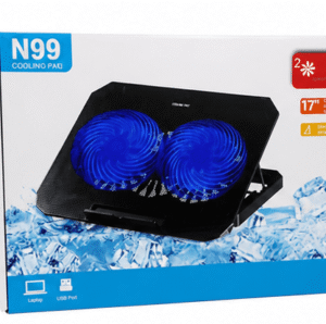 N99 Laptop Cooling Pad with Dual Blue LED Fans &ndash; Adjustable Portable Notebook Cooler Stand for 17 Inch Laptops