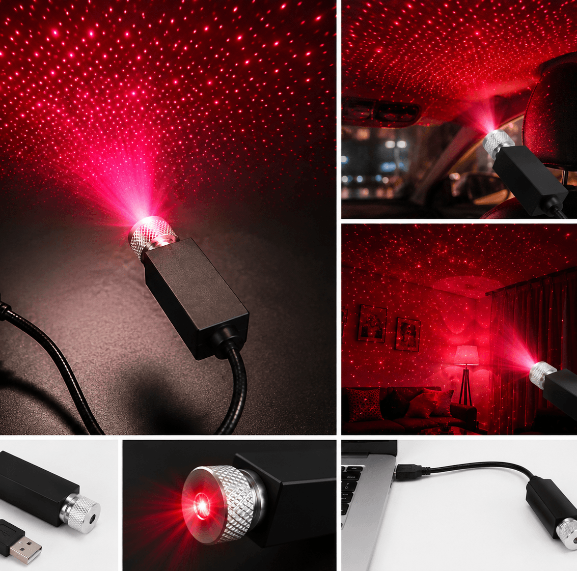 USB Mini Star Projector Light – Flexible Laser Atmosphere Lamp for Car & Room