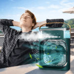 mini air cooler fan with mist spray & led light Mini air cooler fan price in pakistan