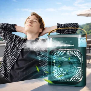 mini air cooler fan with mist spray & led light Mini air cooler fan price in pakistan