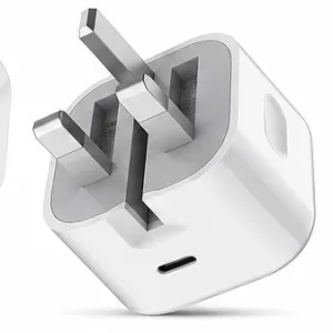 20W Foldable iPhone charging adapter on white background