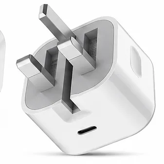 20W Foldable iPhone charging adapter on white background