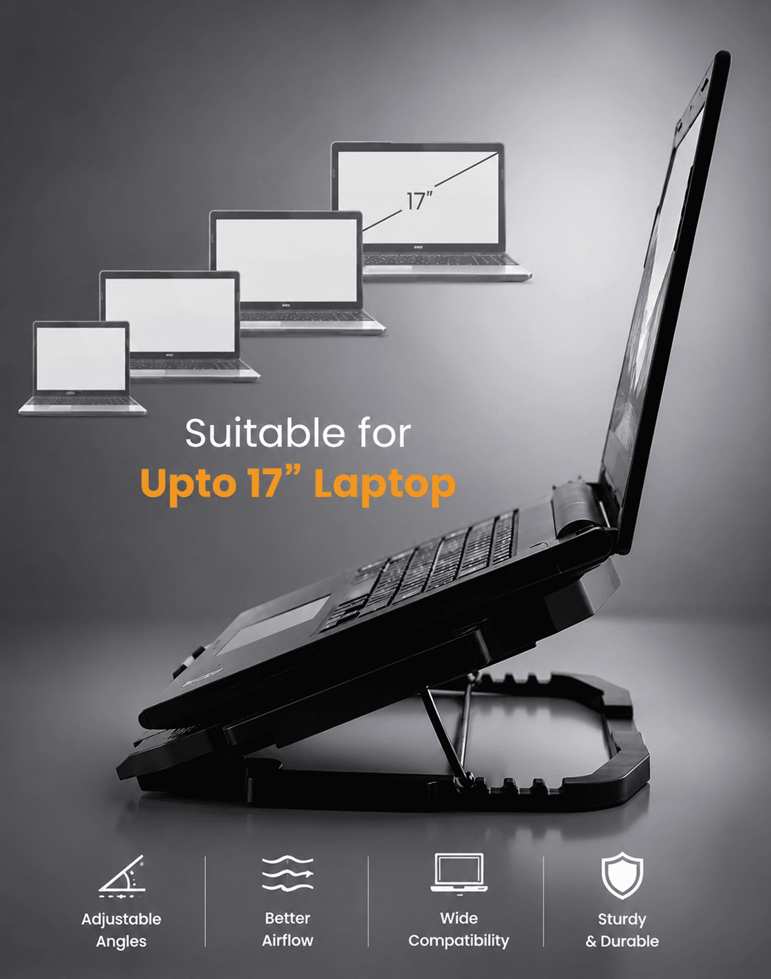 My account Laptop Cooling Stand with Dual Speed Fans Supports up to 17 inches